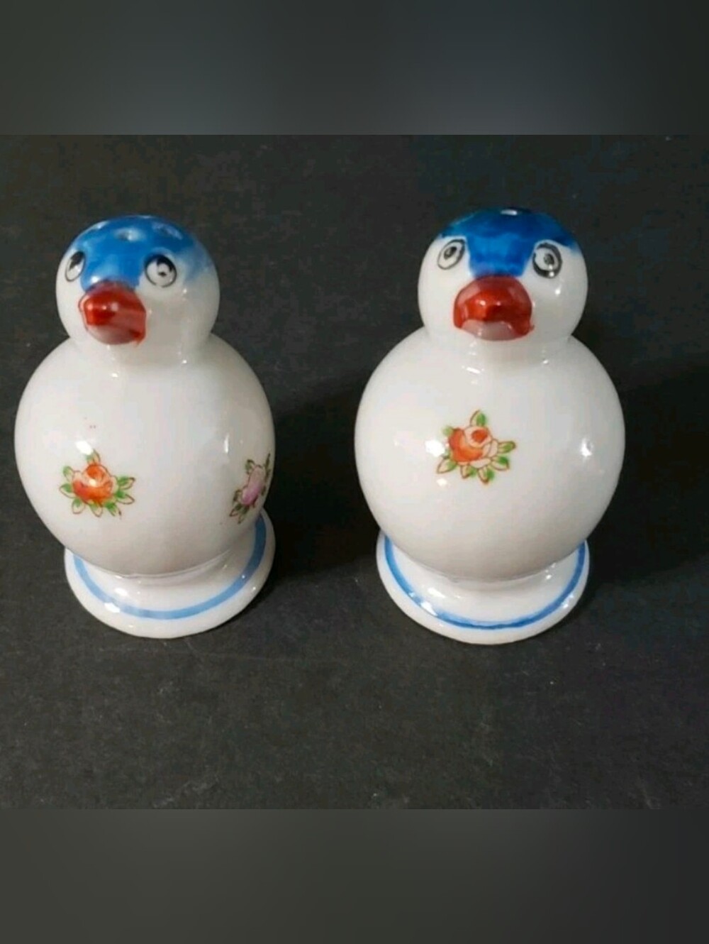 Vtg Bird Salt & Pepper Shaker Set Floral